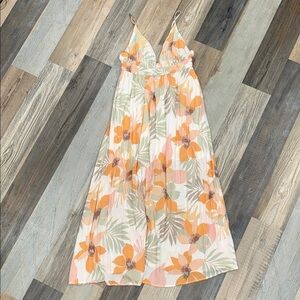 Mittoshop Floral Maxi Dress in Orange and Green